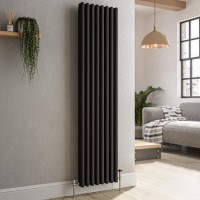 Reggio Midnight Black Vertical Triple Column Traditional Radiator 1500x380mm 3751 BTU - Cast Iron Style Reggio Midnight Black Vertical Triple Column Traditional Radiator 1500x380mm 3751 BTU - Cast Iron Style