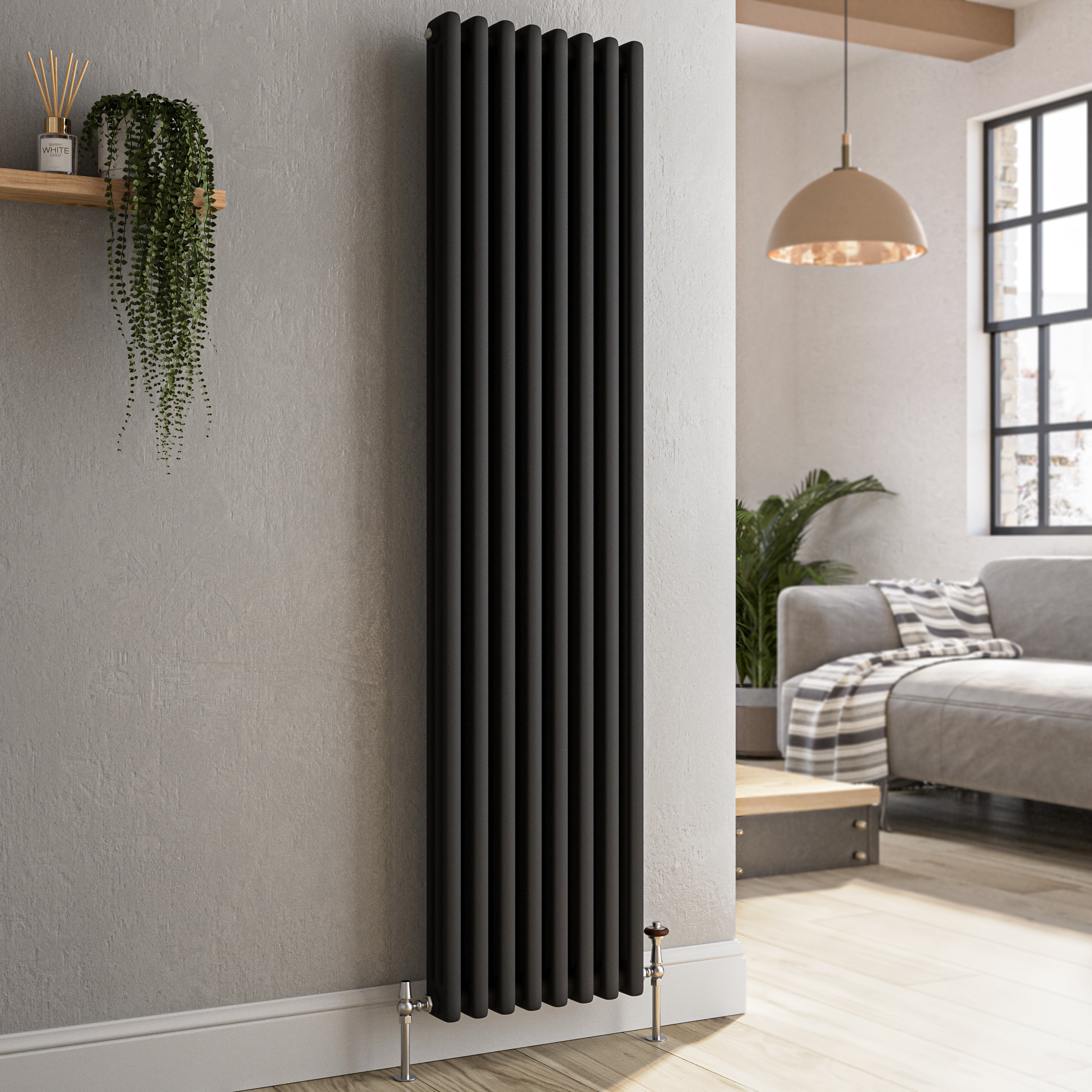 Midnight Vertical Triple Column Traditional Radiator 1500x380mm 3751 BTU Cast Iron Style