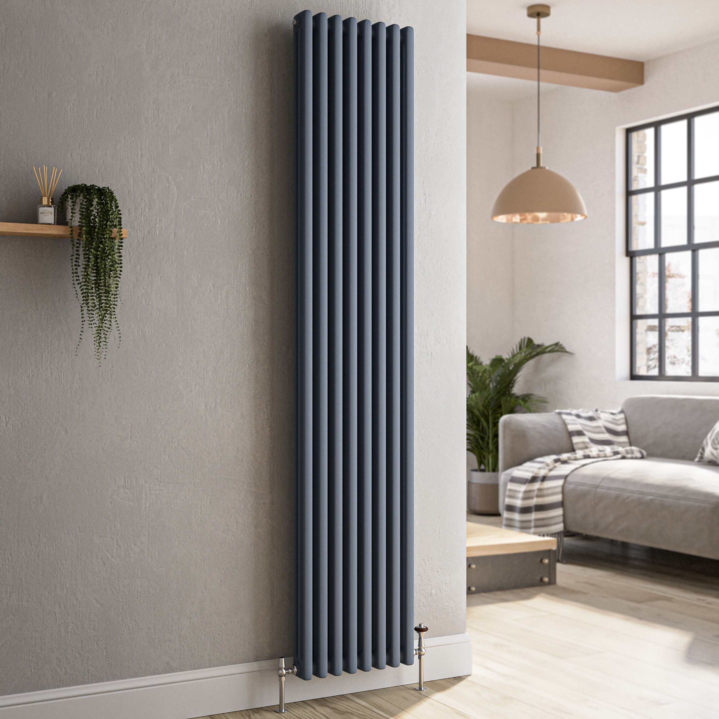 Reggio  Vertical Triple Column Traditional Radiator 1800X380mm 4436 Btu Cast Iron Style VCT8-1800-DGCT