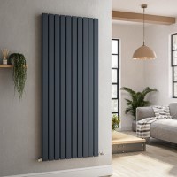 GRADE A2 - Riace Anthracite Vertical Flat Designer Radiator 1600x680mm Double Panel 6145 BTU