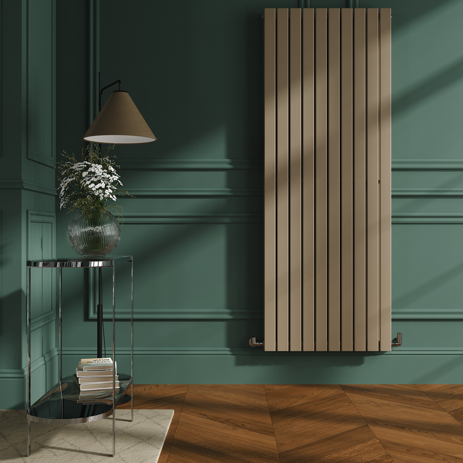 Beige Vertical Flat Designer Radiator 1800x680mm Double Panel 6947 BTU