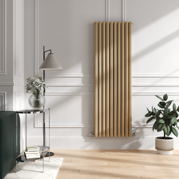 Sorrento Elk brown Vertical Oval Designer Radiator 1800x590mm Double Panel 6229 BTU