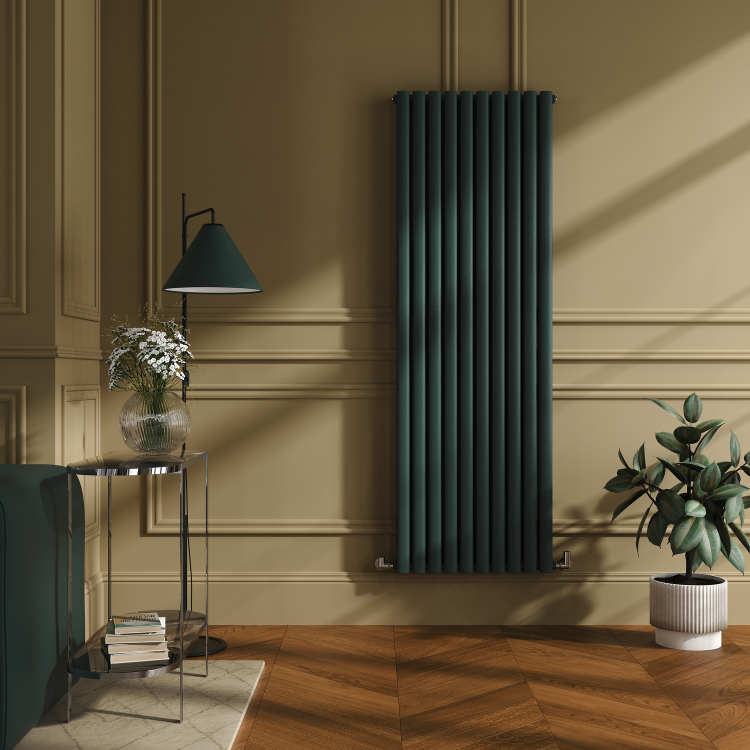 Sorrento Evergreen Vertical Oval Designer Radiator 1800x590mm Double Panel 6229 BTU
