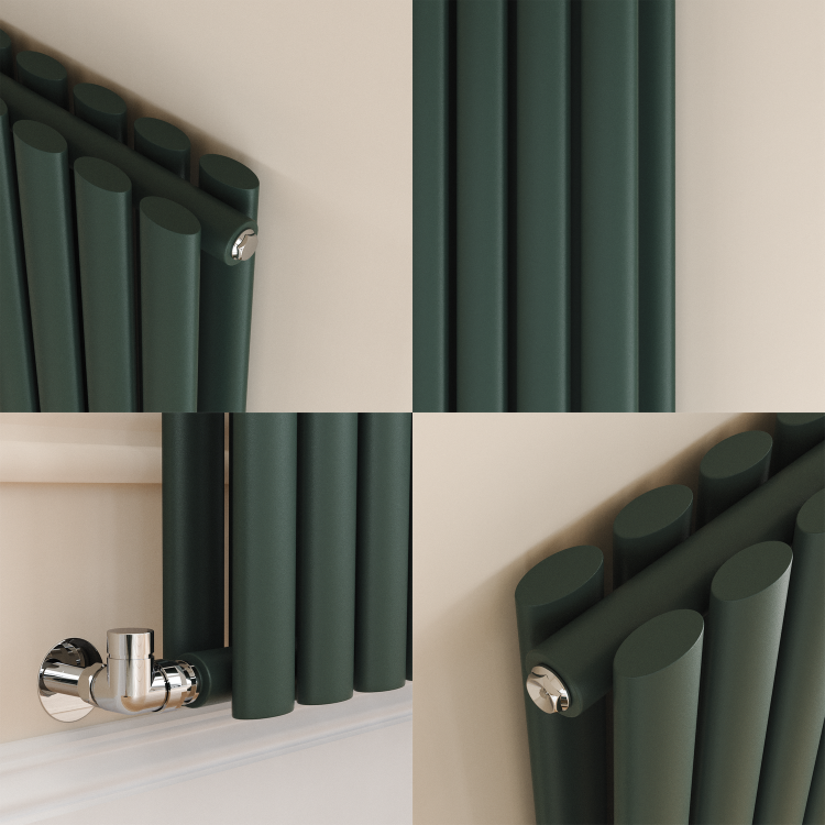 Sorrento Evergreen Vertical Oval Designer Radiator 1800x590mm Double Panel 6229 BTU