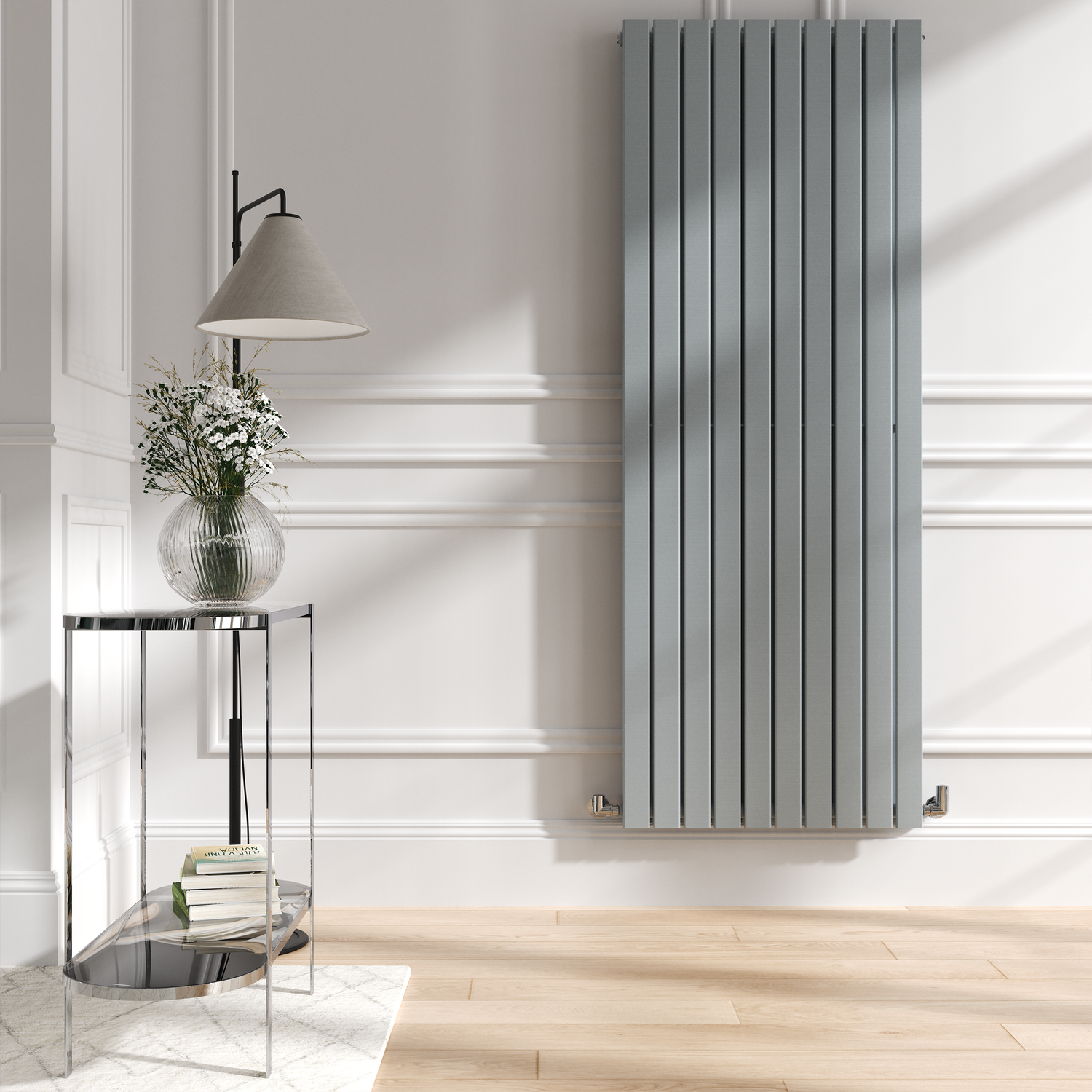Riace Salt & Pepper Vertical Flat Designer Radiator 1800X680mm Double Panel 6947 Btu VD10-1800-SPCF