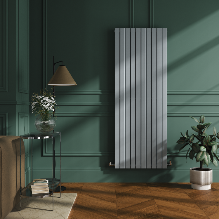 Riace Salt & Pepper Vertical Flat Designer Radiator 1800x680mm Double Panel 6947 BTU