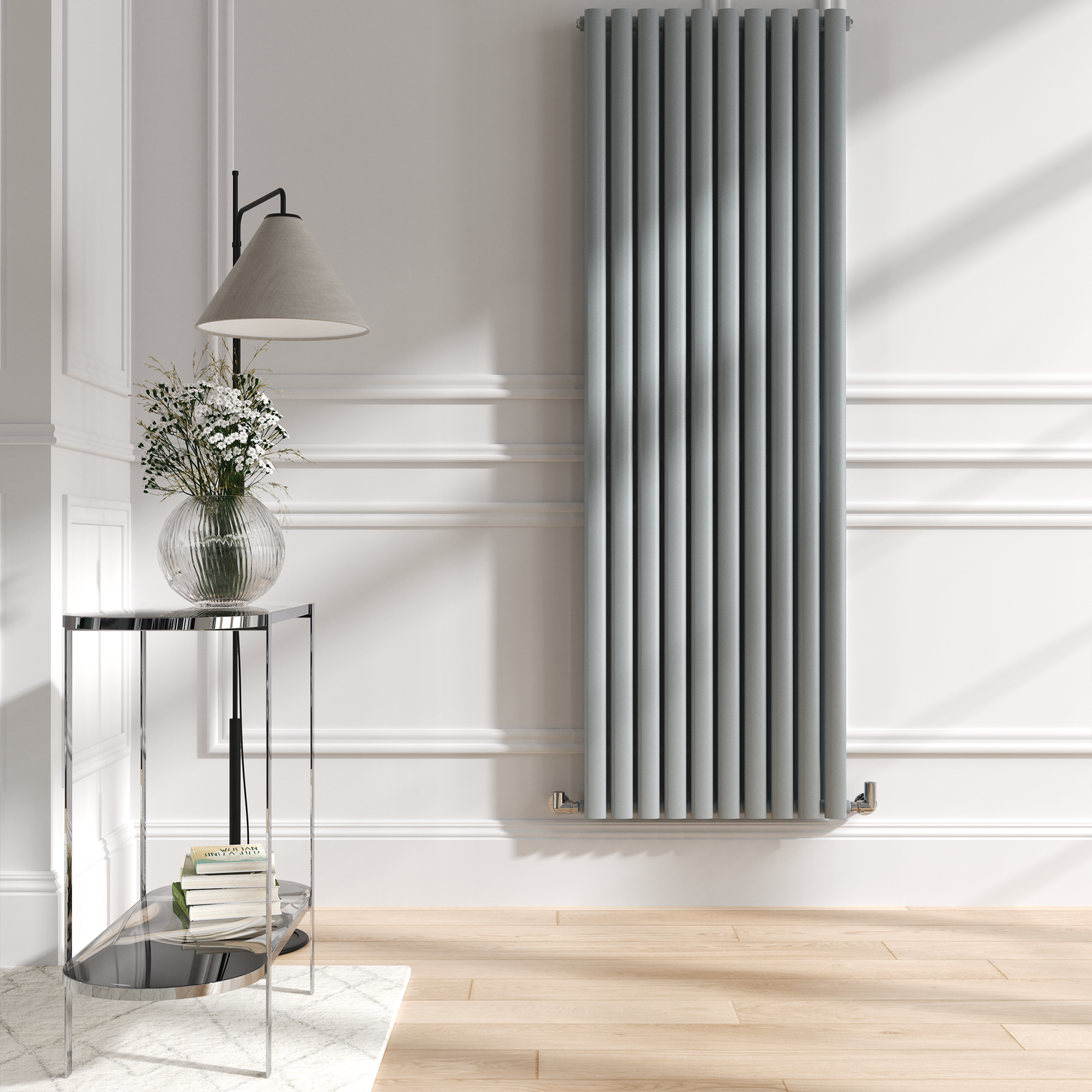 Salt & Pepper Vertical Oval Designer Radiator 1800x590mm Double Panel 6229 BTU