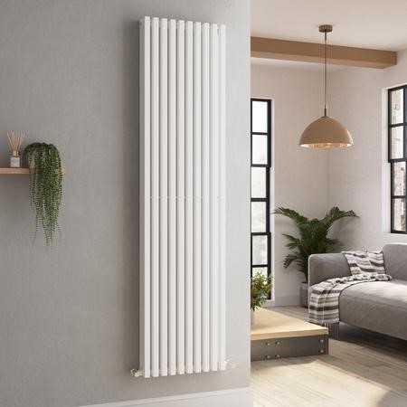 Ravello White Vertical Square Designer Radiator 1800x450mm Double Panel ...