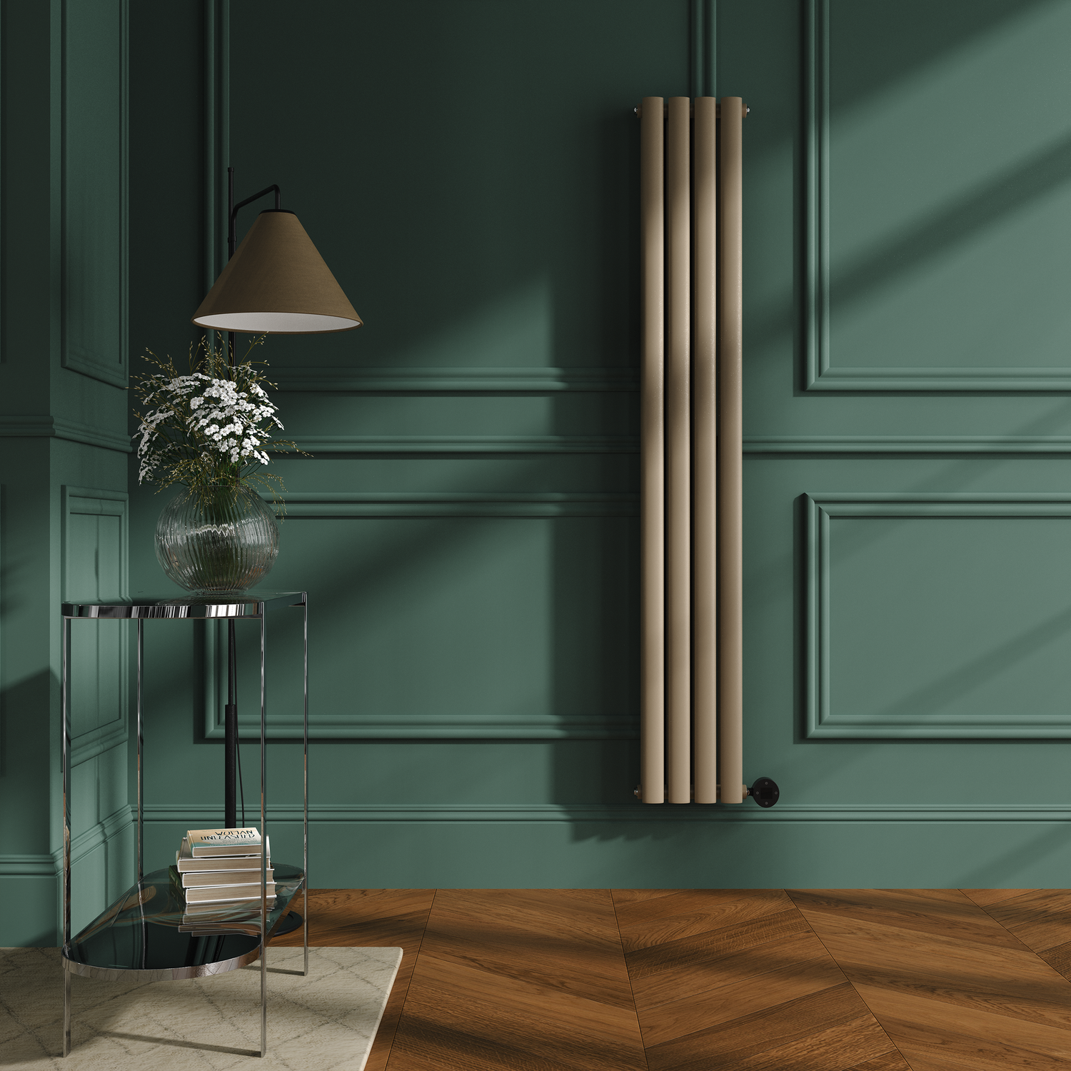 Electriq  Grey Vertical Smart Electric Radiator With Wi-Fi Thermostat 1.2Kw H1600xw236 Bathroom Safe VD4-1600-1.2BGW