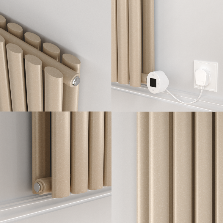 Cleopatra Vertical Smart Electric Radiator with Wi-Fi Thermostat - 1.2KW - H1600xW236 - Bathroom Safe