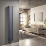 Anthracite Vertical Smart Electric Radiator with Wi-Fi Thermostat - 1200W - Double Panel H1600xW236mm - Bathroom Safe