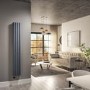 Anthracite Vertical Smart Electric Radiator with Wi-Fi Thermostat - 1200W - Double Panel H1600xW236mm - Bathroom Safe