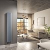 Light Grey Electric Vertical Designer Radiator 1.2kW with Wifi Thermostat - Double Panel H1600xW236mm - IPX4 Bathroom Safe