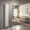 White Electric Vertical Designer Radiator 1.2kW with Wifi Thermostat - Double Panel H1600xW236mm - IPX4 Bathroom Safe