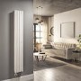 White Electric Vertical Designer Radiator 1.2kW with Wifi Thermostat - Double Panel H1600xW236mm - IPX4 Bathroom Safe