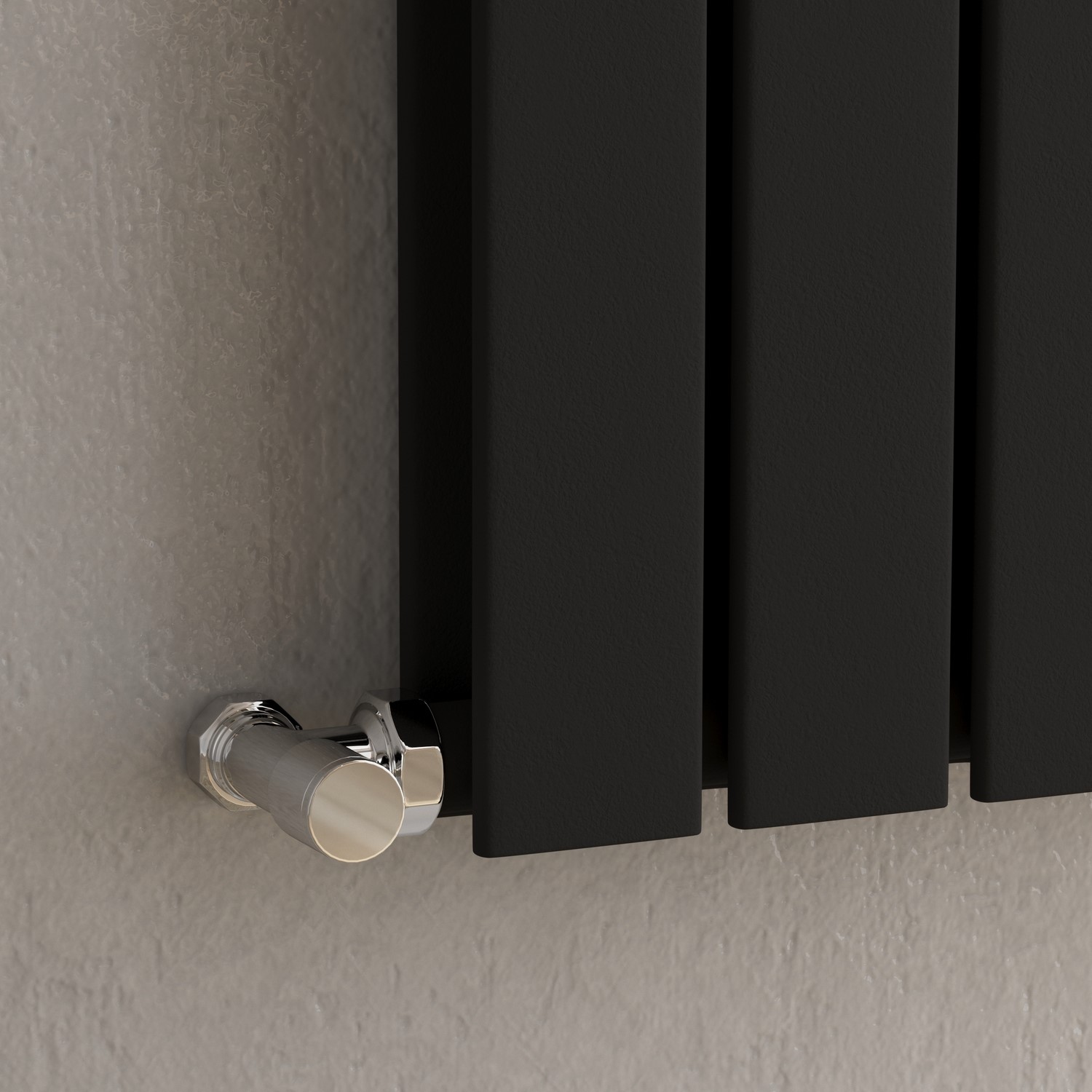 Riace Black Midnight Vertical Flat Designer Radiator 1600X272mm Double Panel 2458 Btu Size 27.2