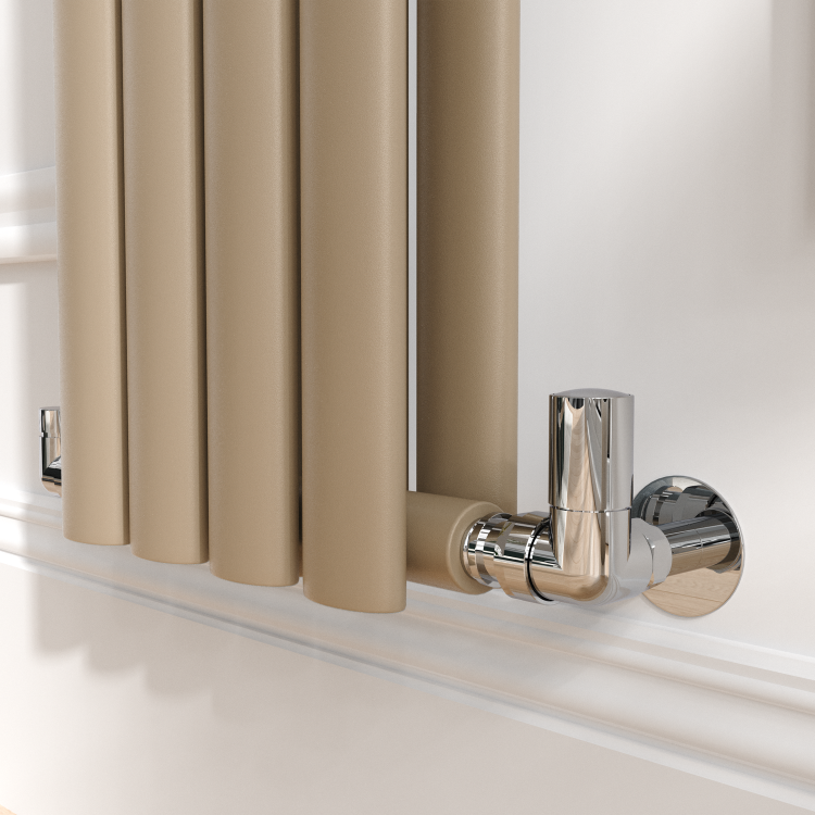 Sorrento Beige grey Vertical Oval Designer Radiator 1600x236mm Double Panel 2234 BTU