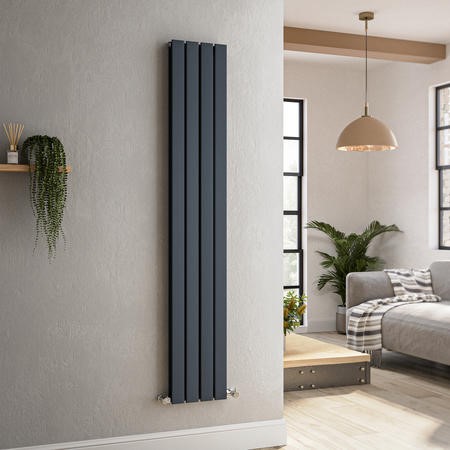 Riace Anthracite Vertical Flat Designer Radiator 1600x272mm Double ...
