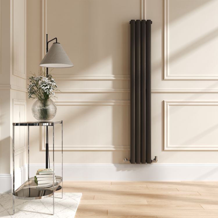 Sorrento Russet Vertical Oval Designer Radiator 1600x236mm Double Panel 2234 BTU