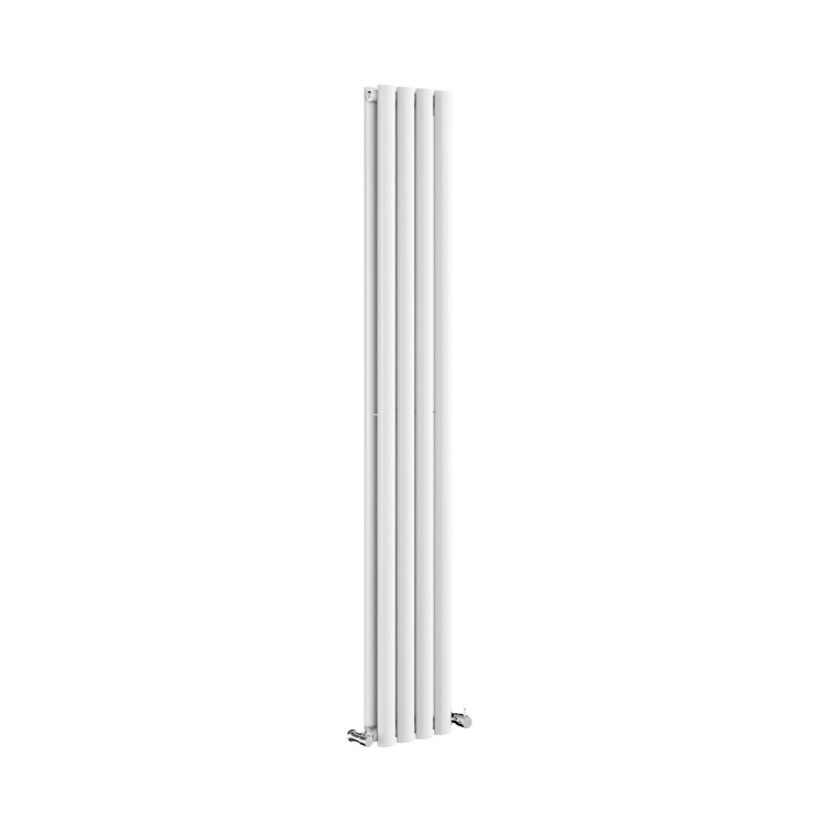 Sorrento White Vertical Oval Designer Radiator 1600x236mm Double Panel 2234 BTU