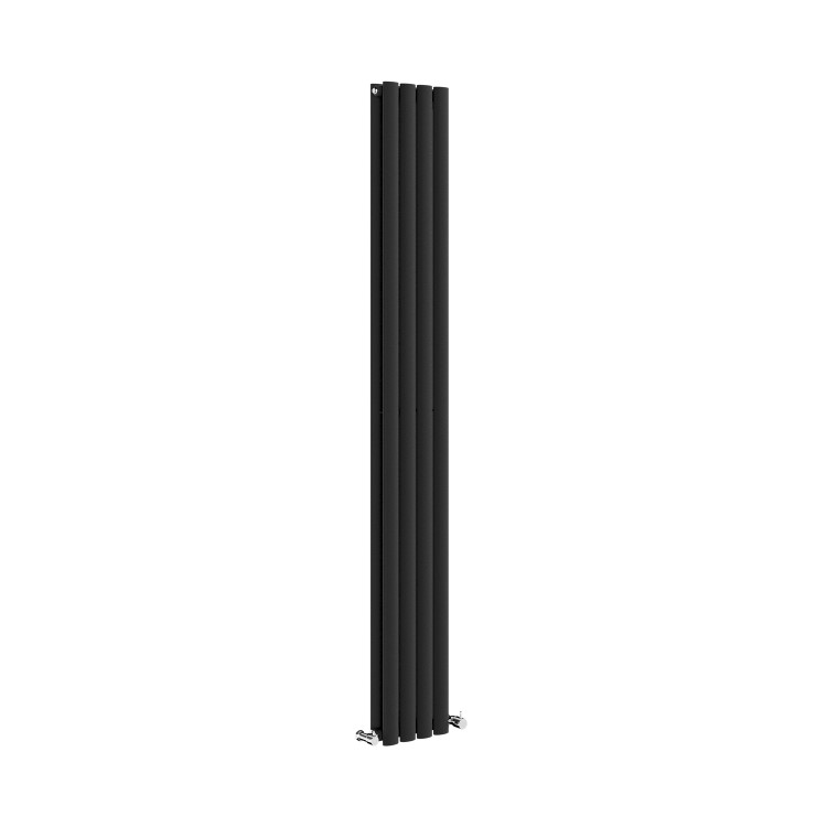 Sorrento Midnight Black Vertical Oval Designer Radiator 1800x236mm Double Panel 2491 BTU