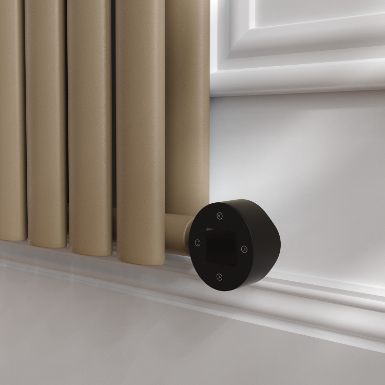 Beige grey Vertical Smart Electric Radiator with Wi-Fi Thermostat - 1.2KW - H1600xW354 - Bathroom Safe