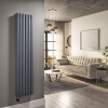 Anthracite Electric Vertical Designer Radiator 1.2kW with Wifi Thermostat - Double Panel H1600xW354mm - IPX4 Bathroom Safe