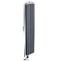 Anthracite Vertical Smart Electric Radiator with Wi-Fi Thermostat - 1.2kW - Double Panel H1600xW354mm - Bathroom Safe