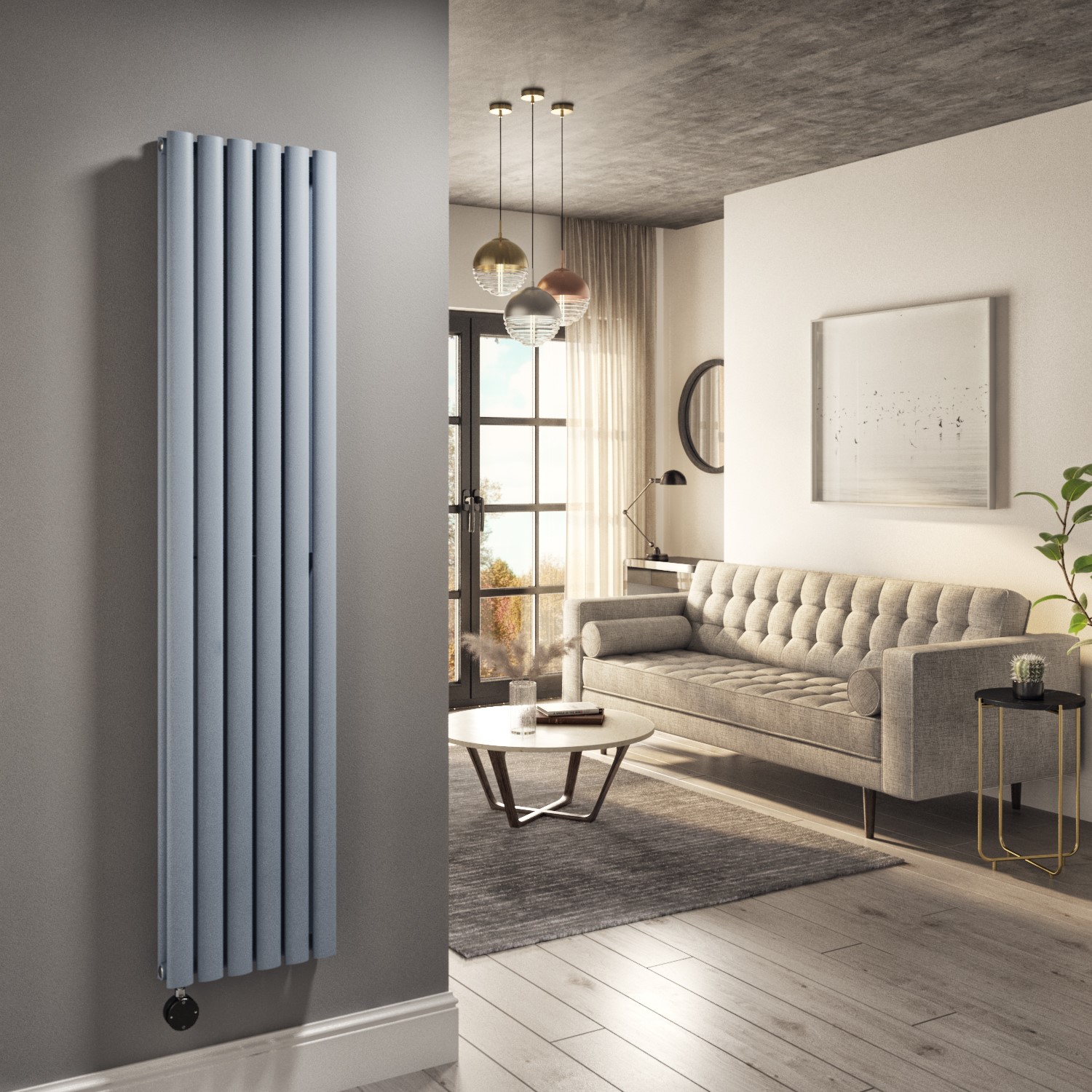 Light Grey Vertical Smart Electric Radiator with Wi-Fi Thermostat - 1 ...