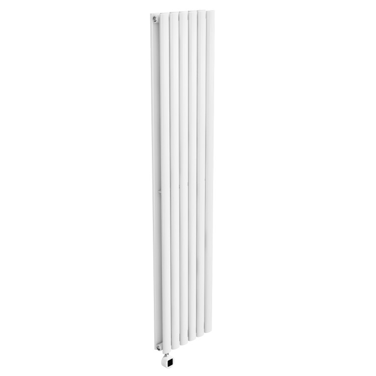 GRADE A2 - White Electric Vertical Designer Radiator 1.2kW with Wifi Thermostat - Double Panel H1600xW354mm - IPX4 Bathroom Safe