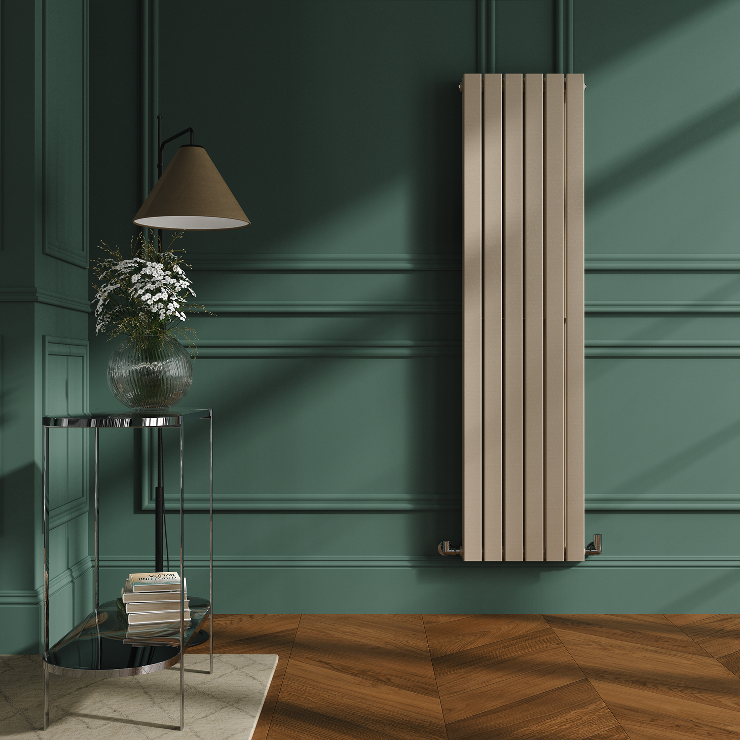 Cleopatra Vertical Flat Designer Radiator 1600x408mm Double Panel 3687 BTU