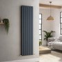 GRADE A1 - Riace Anthracite Vertical Flat Designer Radiator 1600x408mm Double Panel 3687 BTU