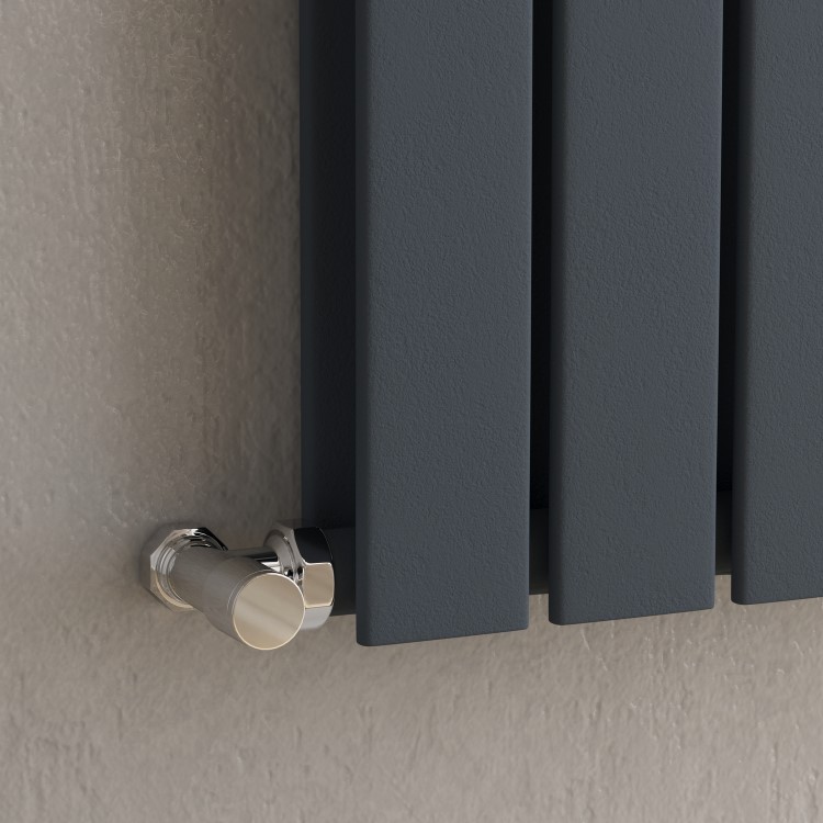 GRADE A1 - Riace Anthracite Vertical Flat Designer Radiator 1600x408mm Double Panel 3687 BTU
