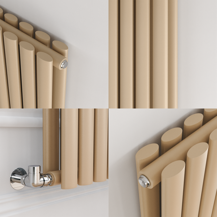 Sorrento Elk brown Vertical Oval Designer Radiator 1600x354mm Double Panel 3351 BTU