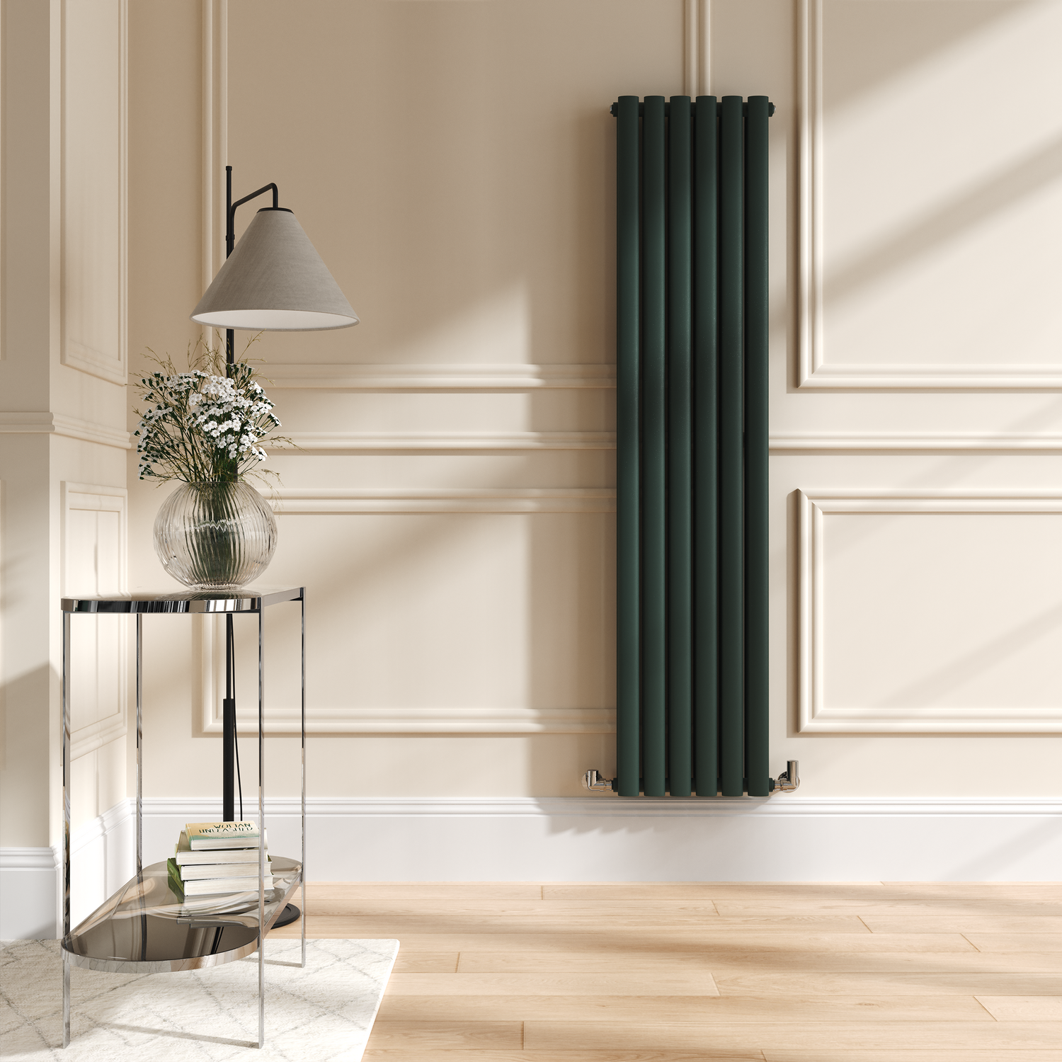 Evergreen Vertical Oval Designer Radiator 1600x354mm Double Panel 3351 BTU