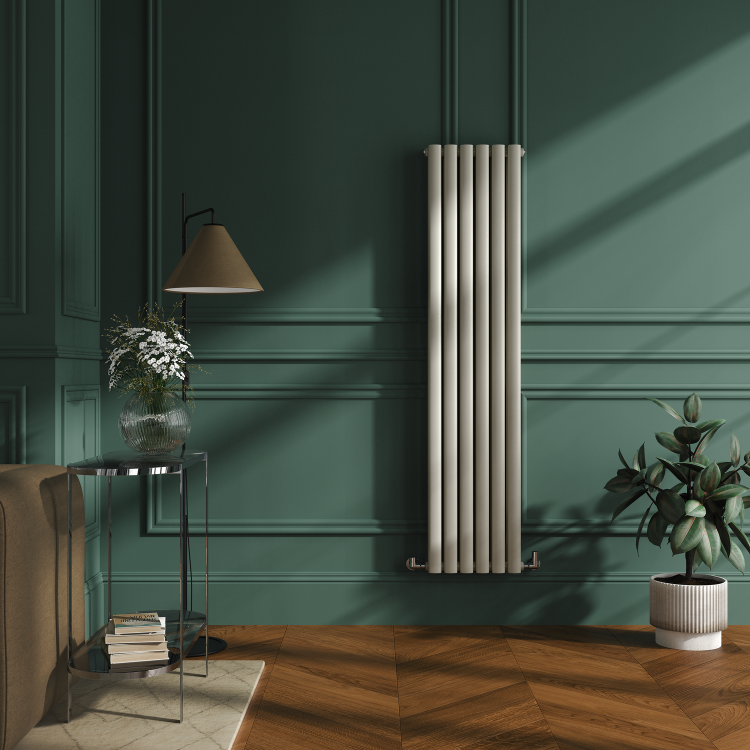 Sorrento Linen Vertical Oval Designer Radiator 1600x354mm Double Panel 3351 BTU