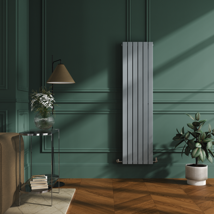 Riace Salt & Pepper Vertical Flat Designer Radiator 1600x408mm Double Panel 3687 BTU