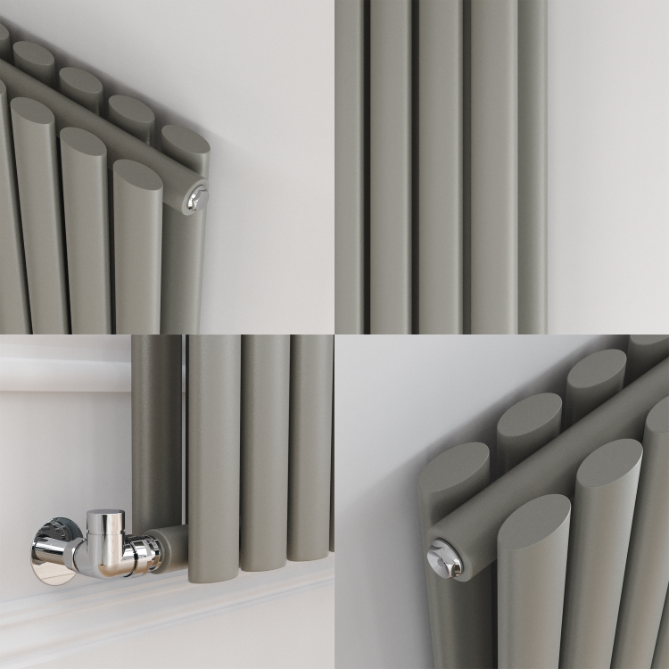 Sorrento Smoked Stone Vertical Oval Designer Radiator 1600x354mm Double Panel 3351 BTU