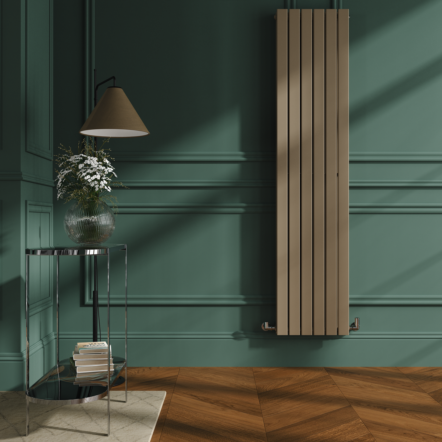 Beige Vertical Flat Designer Radiator 1800x408mm Double Panel 4168 BTU