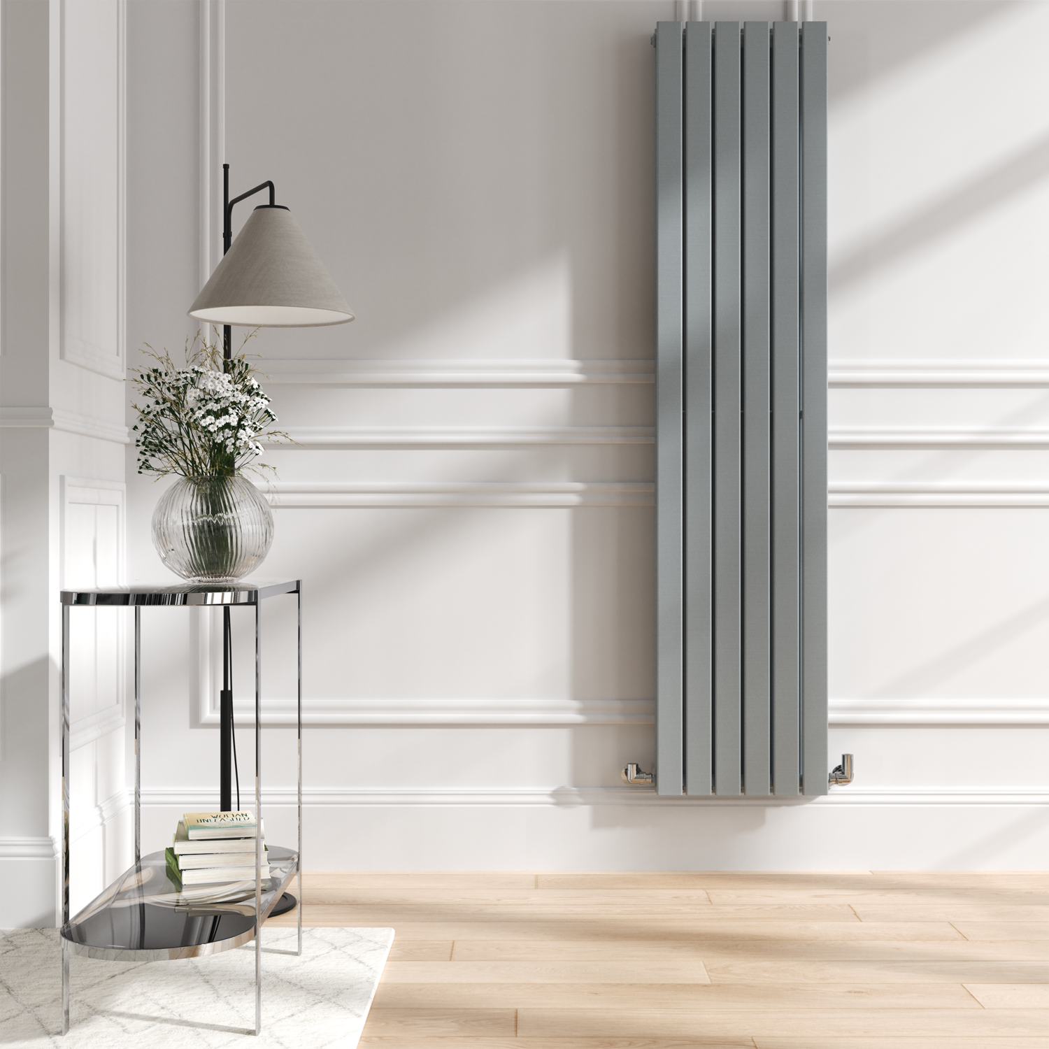 Salt & Pepper Vertical Flat Designer Radiator 1800x408mm Double Panel 4168 BTU