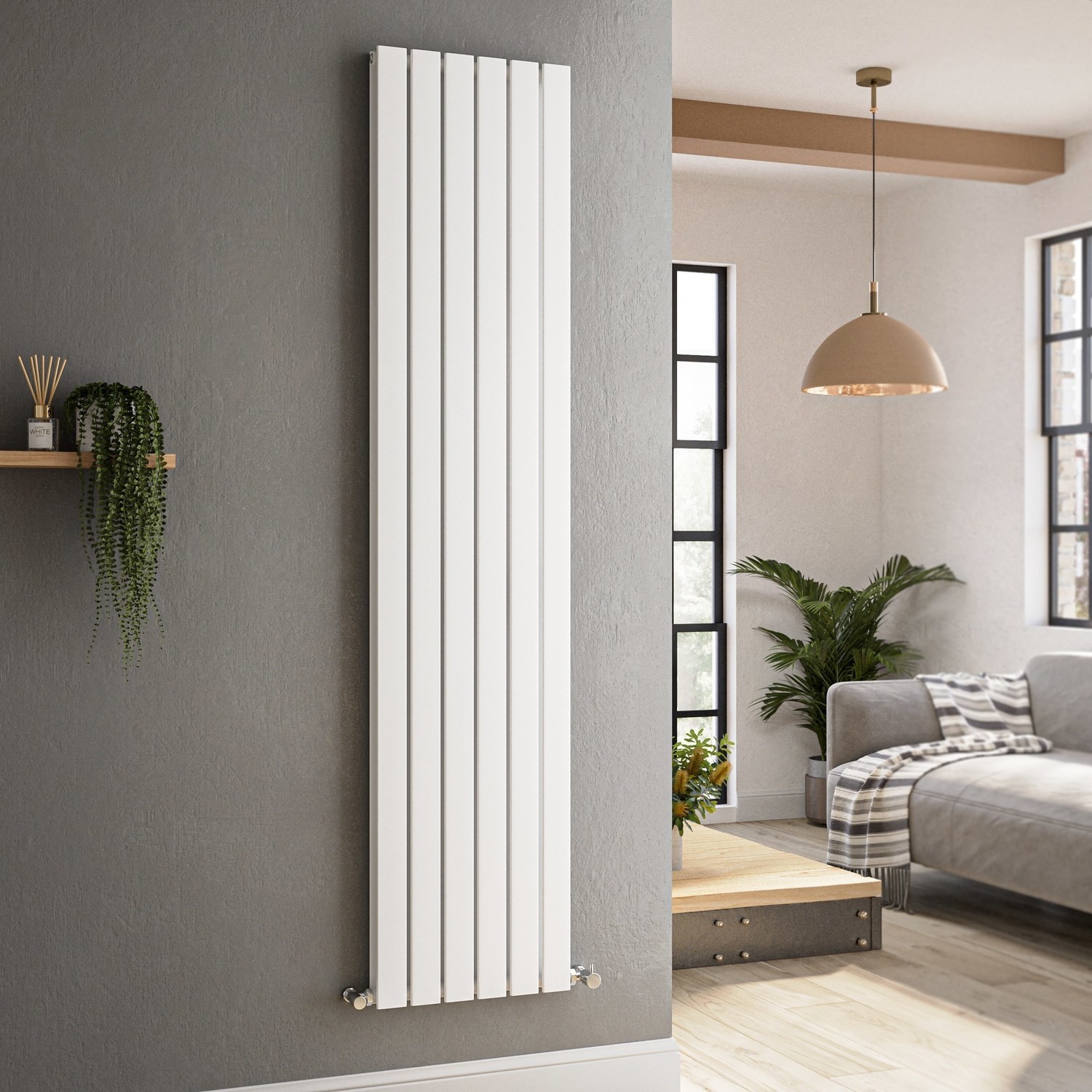Vertical Flat Designer Radiator 1800x408mm Double Panel 4168 BTU