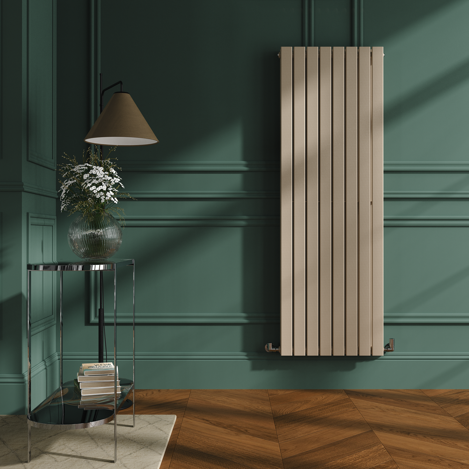 Riace Cleopatra Vertical Flat Designer Radiator 1600X544mm Double Panel 4916 Btu VD8-1600-CLCF