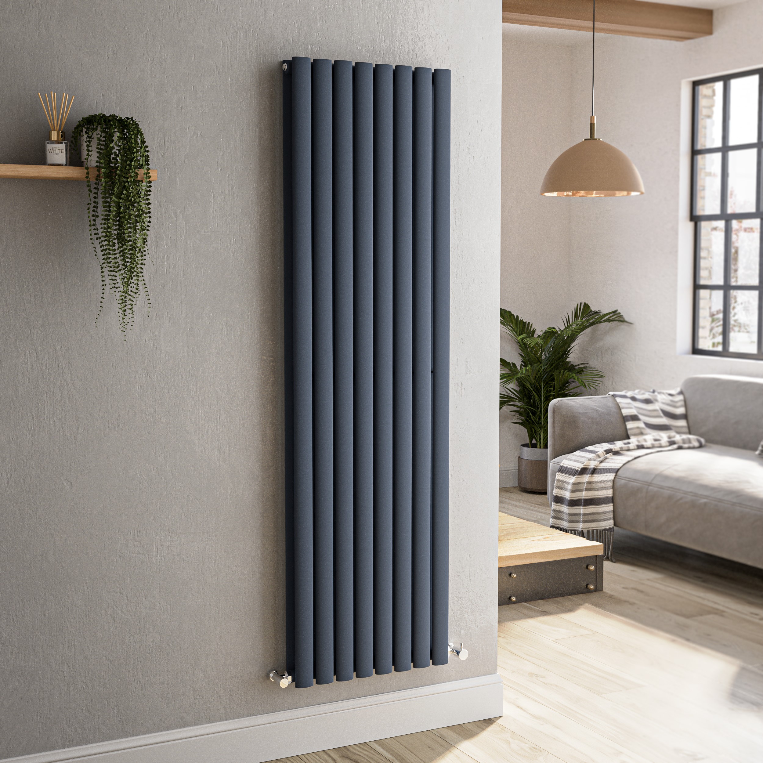 Sorrento Anthracite Vertical Oval Designer Radiator 1600x472mm Double sorrento-anthracite-vertical-oval-designer-radiator-1600x472mm-double
