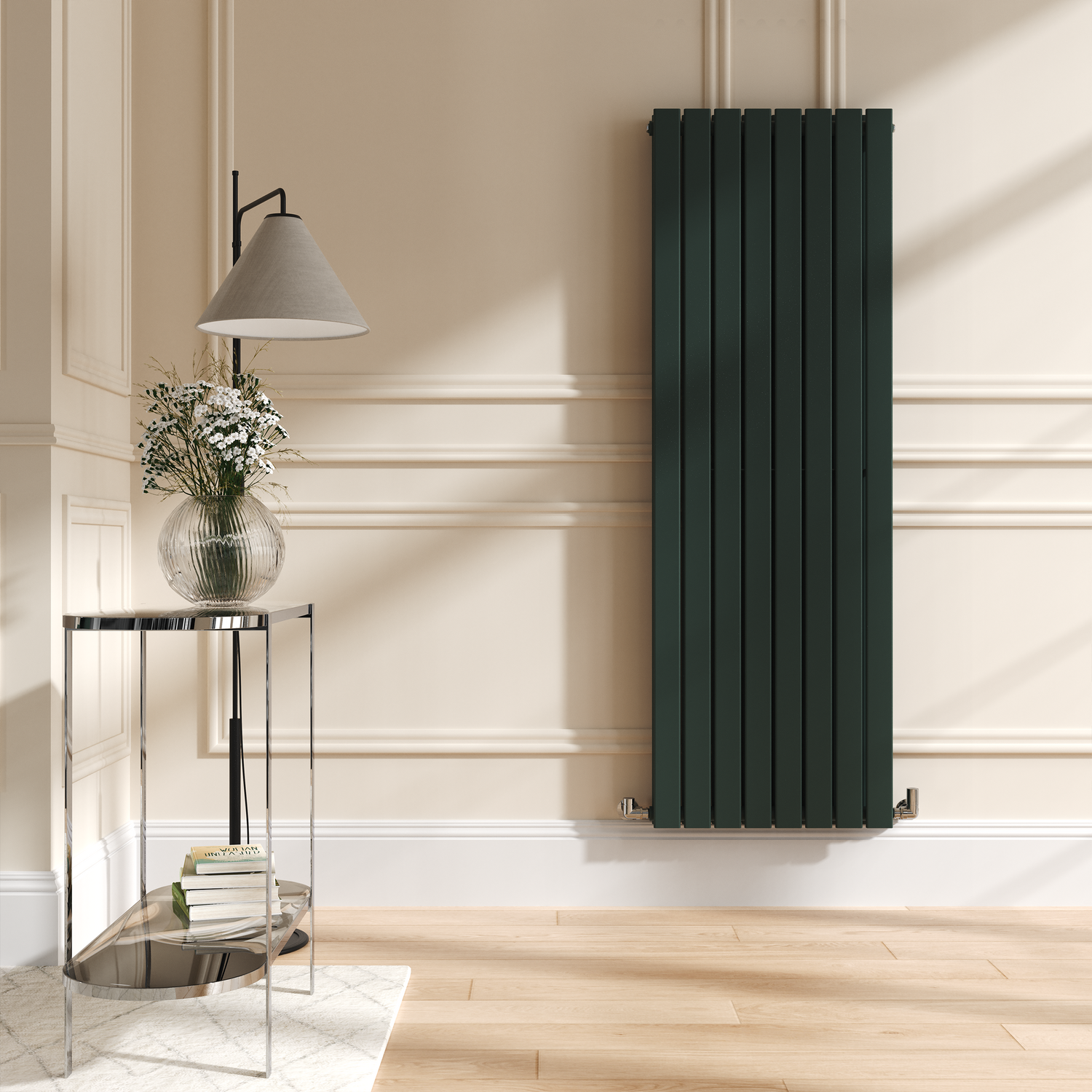 Riace Evergreen Vertical Flat Designer Radiator 1600X544mm Double Panel 4916 Btu VD8-1600-EGCF