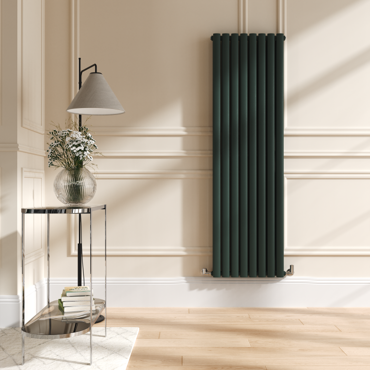 Sorrento Evergreen Vertical Oval Designer Radiator 1600x472mm Double Panel 4468 BTU