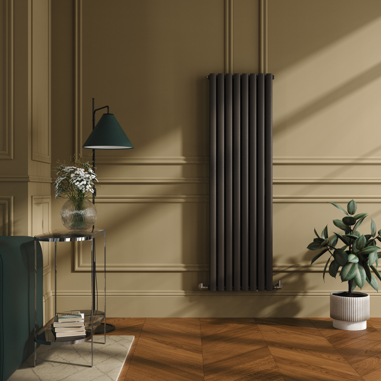 Sorrento Russet Vertical Oval Designer Radiator 1600x472mm Double Panel 4468 BTU
