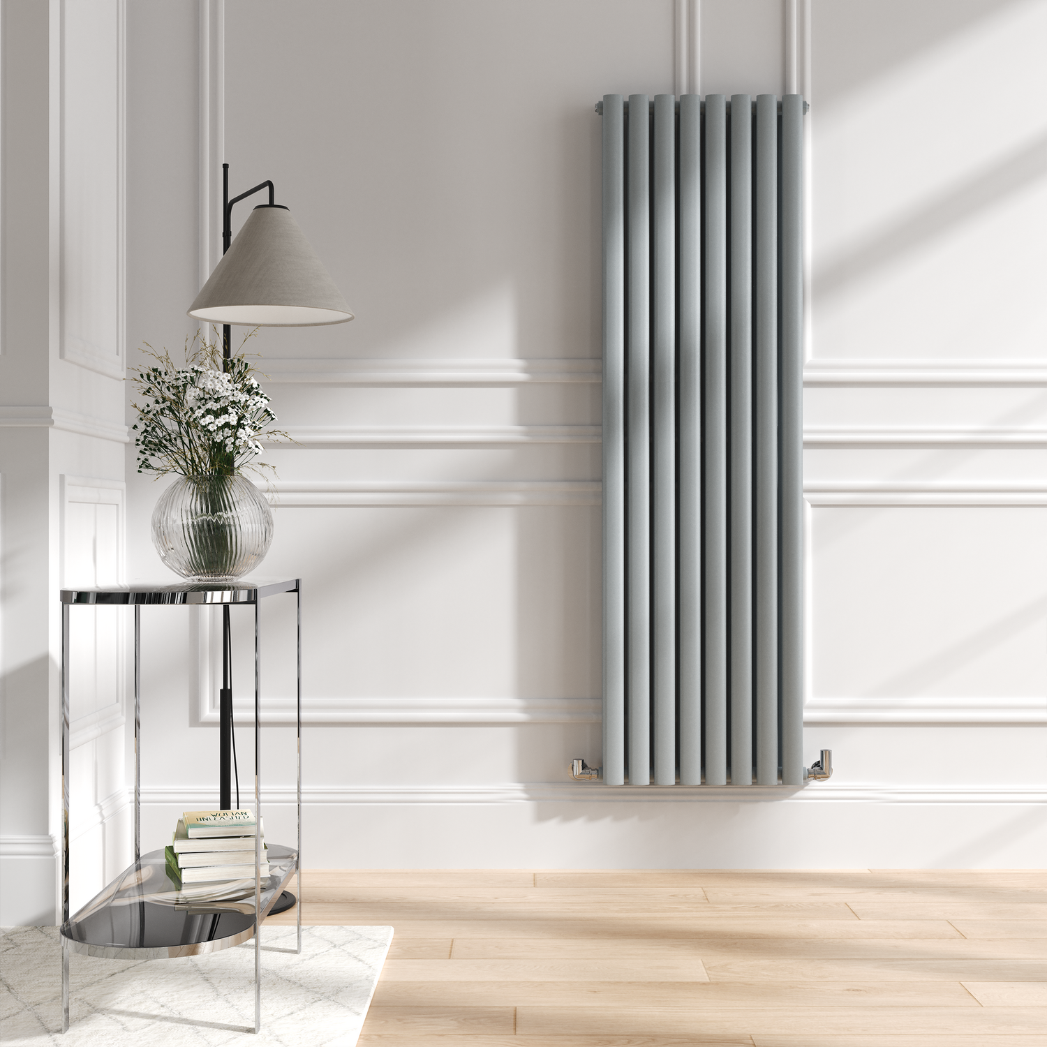 Salt & Pepper Vertical Oval Designer Radiator 1600x472mm Double Panel 4468 BTU