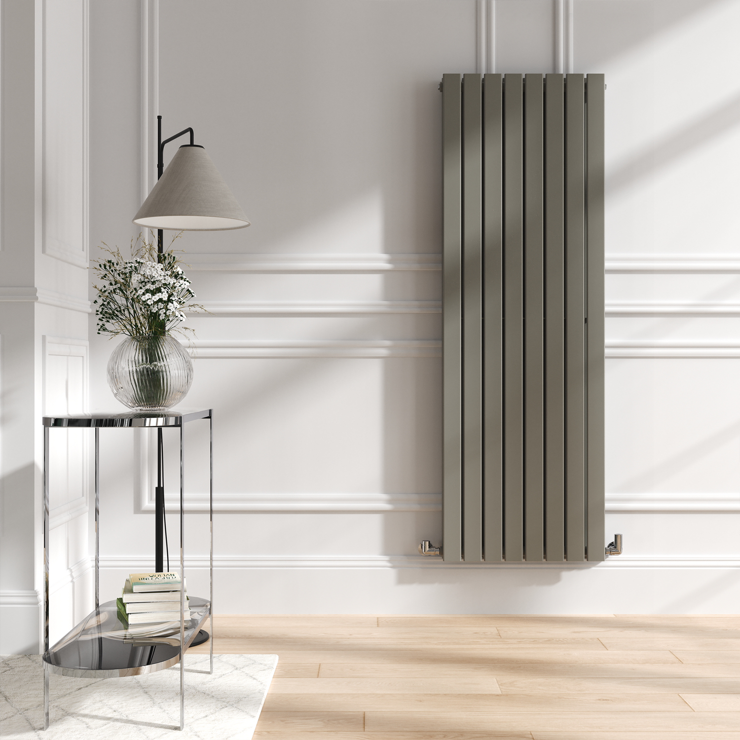 Smoked Vertical Flat Designer Radiator 1600x544mm Double Panel 4916 BTU