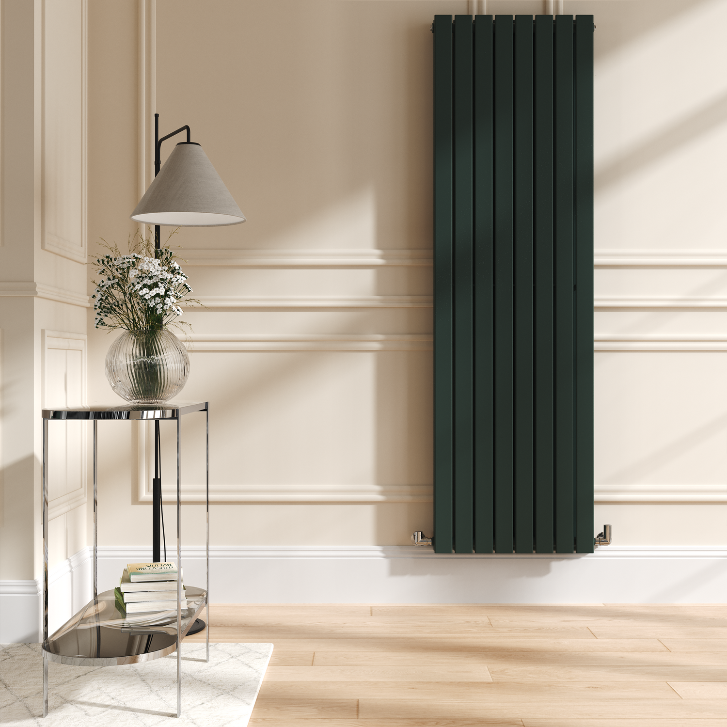 Riace Evergreen Vertical Flat Designer Radiator 1800X544mm Double Panel 5557 Btu VD8-1800-EGCF