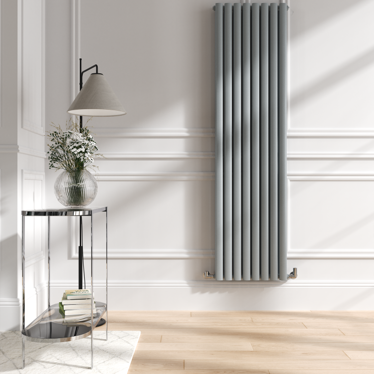 Sorrento Salt & Pepper Vertical Oval Designer Radiator 1800x472mm Double Panel 4983 BTU